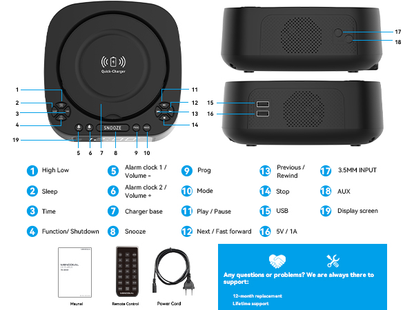 MONODEAL CD player with Sleep Timer