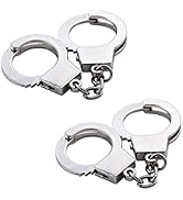 Warmtree 2 Pcs Mini Handcuffs Metal Keychain Keyring, Silver