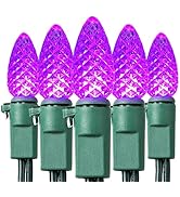 ODEETRONIC Christmas Purple Lights, 16.3ft 50 LED C3 Mini Purple Lights Connectable, 120V UL Cert...