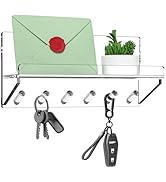 BOSSCASA Decorative Wall Key Holder - Acrylic Mounted Key Hooks with Shelf, Entryway Rack, Mail O...