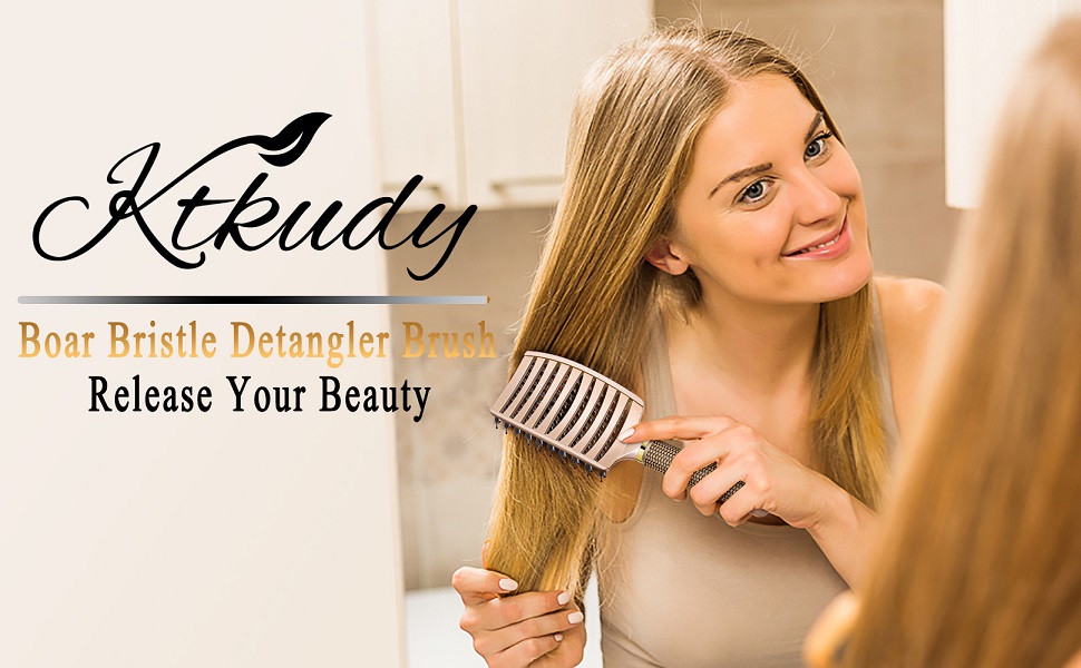 Detangling Brush Boar Bristles KTKUDY Hair Brush Detangler Brush for Women Men Kids