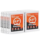 GNL 1/2 Inch Binders 3 Ring Economy, 1/2" Round Ring, Clear View Binder Three Ring PVC-Free & Non...