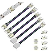 PAUTIX 10mm Connectors for COB RGB LED Strip Lights 4 Pin,4pcs Transparent Gapless Connectors,3pc...