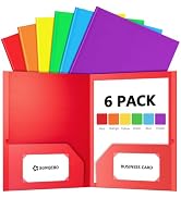 Folders with Pockets, 6 Pack Assorted Colors, 2 Pocket, Colored File Folder | Fit Letter Size Pap...