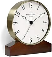 PresenTime & Co Mozart Mantel Alarm Clock, Tabletop Clock, 6 x 5.5 inch, Silent, Wooden Base, Wal...