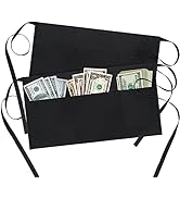 BOHARERS Waist Apron with 3 Pockets - Black Waitress Waiter Server Short Aprons