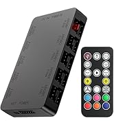 GSCOLER 10-Port ARGB & PWM Fan Hub Controller - Magnetic Mount 5V/3PIN RGB PC Fan Hub with Wirele...