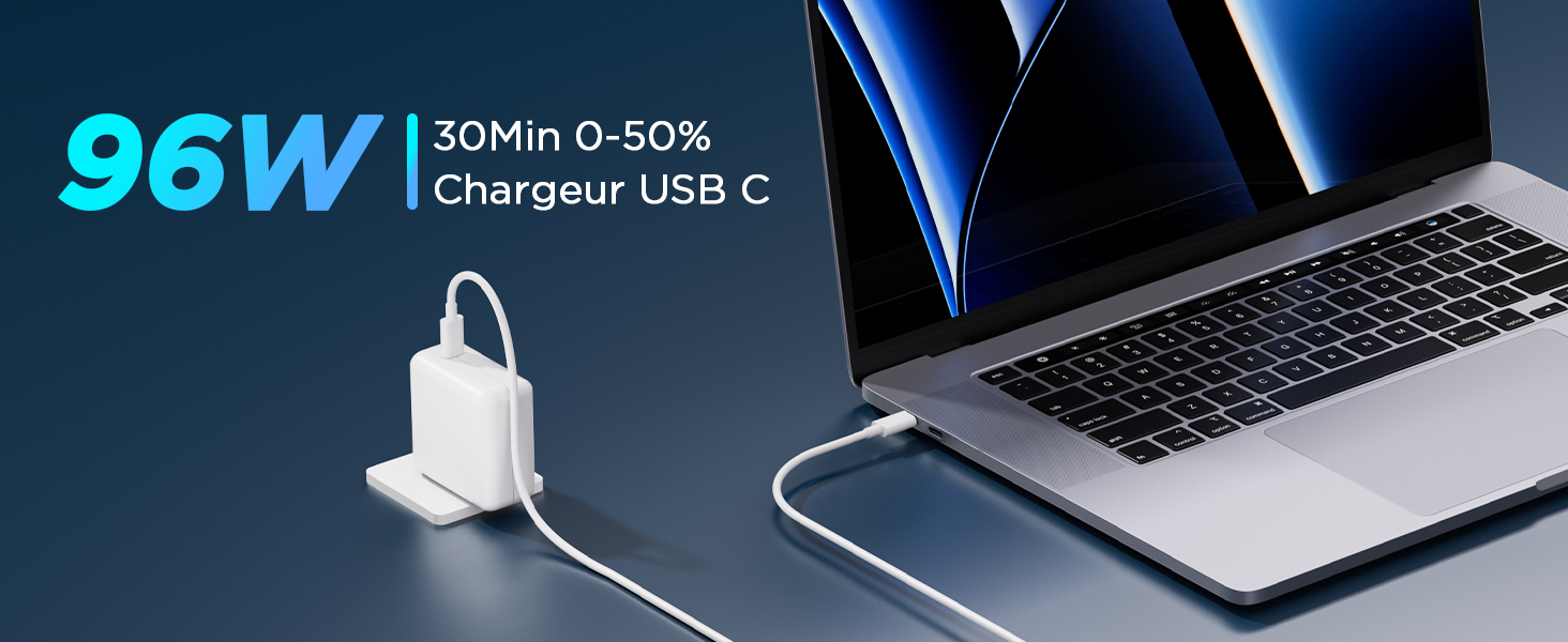 96W Charger for MacBook , Compatible with MacBook Pro , MacBook Air iPad Pro 2024,M1,M2,M3