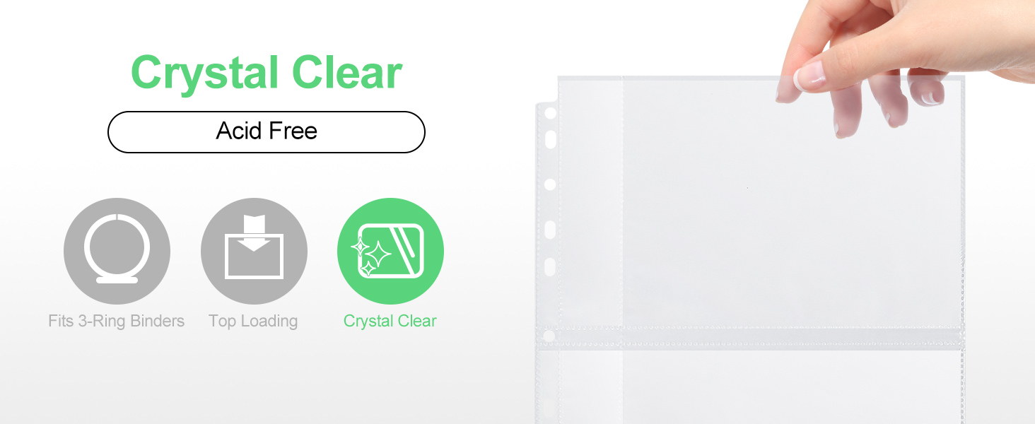 Ultra-Clear Photo Sleeves Holding 240 Pictures, 4 Pocket Top Loading Photo Sheet Protector