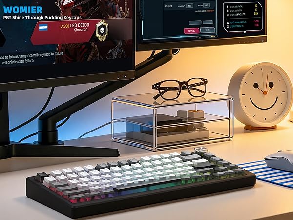 PBT Shine Through Keycaps for mechanical keyboard, Pudding Keycaps 60% 75% 100% Keyboard