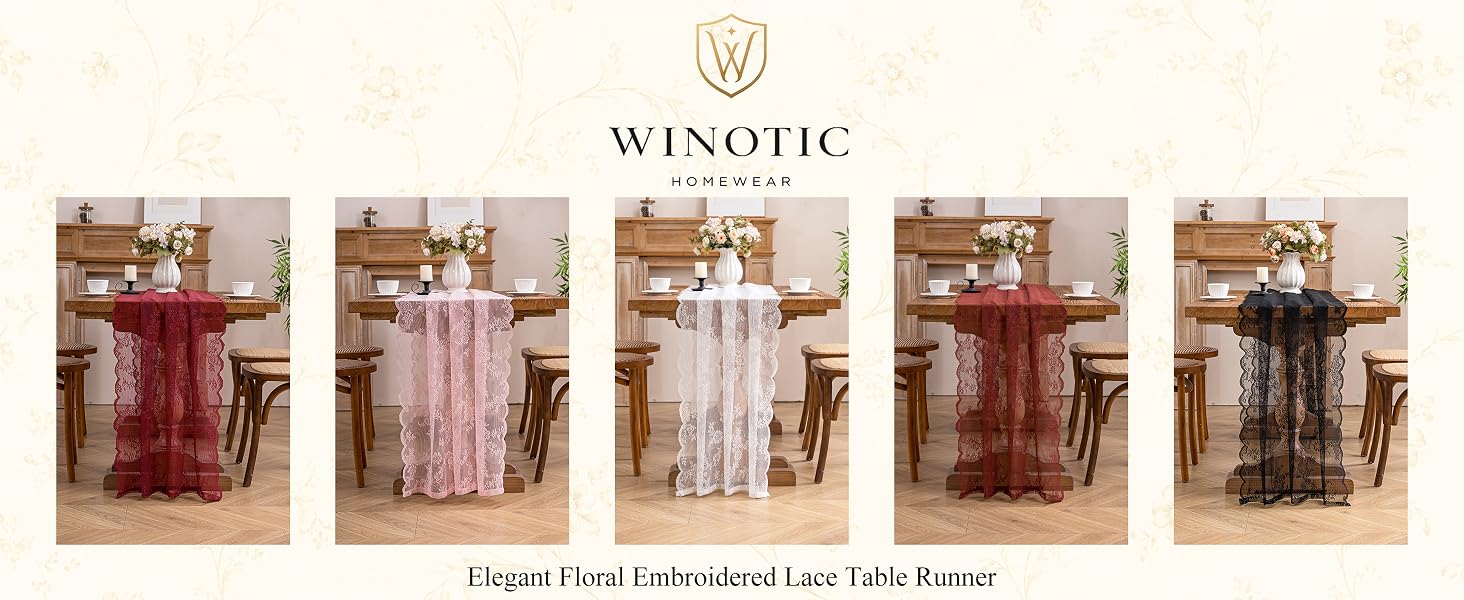 elegant floral embroidered lace table runner