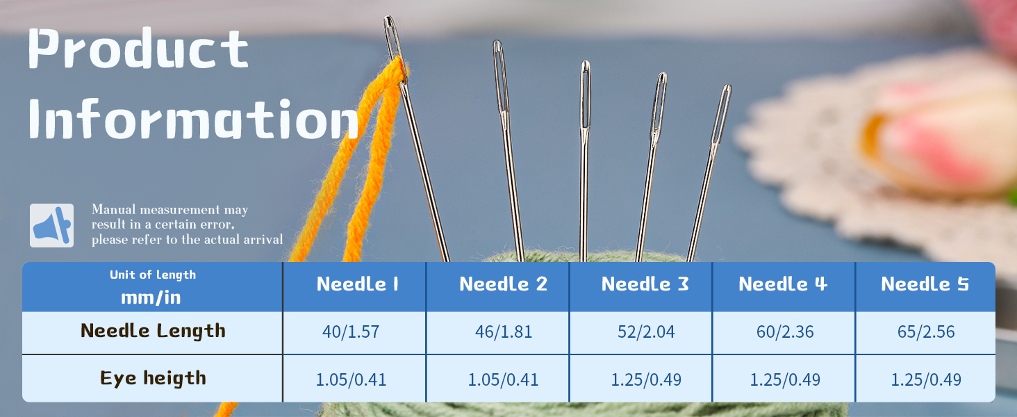 5 sizes/100pcs Large-Eye Blunt Needles