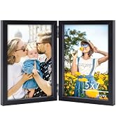 SNXJWA 5x7 Picture Frames Double Black Photo Frame Folding Vertical Stand Display Side by Side