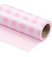 WRAPAHOLIC Reversible Wrapping Paper Roll - Mini Roll - 17 Inch X 33 Feet - Pink and White Plaid ...