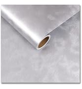 CRE8TIVE Metallic Silver Wallpaper Peel and Stick Silk Wallpaper 12"x80" | Feather-Like Textured,...