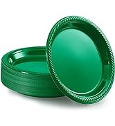 Amcrate Green Disposable Party Plastic Dessert Plates 7" - Ideal for Weddings, Party’s, Birthdays...