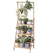COPREE Bamboo 3-Tier Hanging Plant Stand Planter Shelves Flower Pot Organizer Rack Folding Displa...