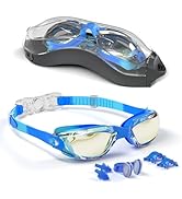 Hurdilen Kids Swim Goggles, Swimming Goggles for Kids with Nose Clip, Earplugs, Nose Bridge for A...