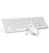 Wireless Keyboard and Mouse Combo - Full Size Slim Thin Wireless Keyboard Mouse with Numeric Keyp...
