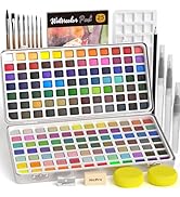 Nicpro 168 Colors Watercolor Paint Set include Metallic Macaron Candy Fluorescent, 8 Synthetic Sq...