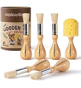 JUPITEARTH Natural Wood Handle Paint Brushes for Kids, 6-Pack | Jumbo Size, Easy-Grip Round and S...