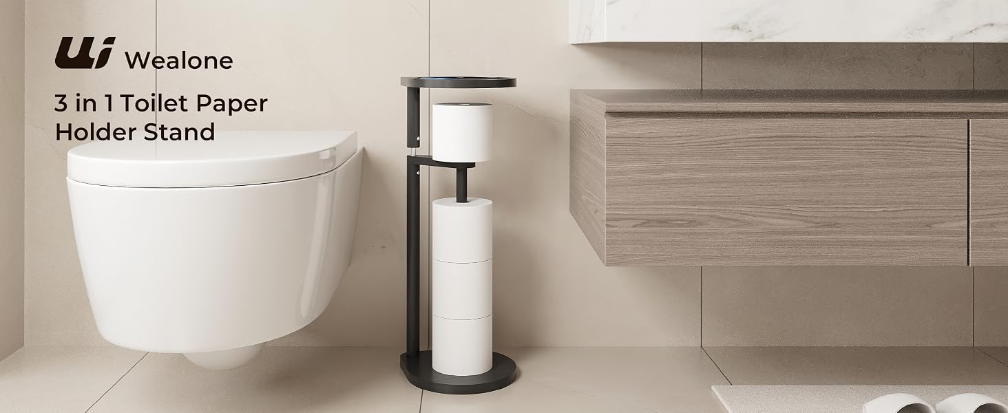 Toilet Paper Holder Stand with Shelf