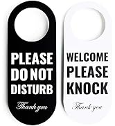 Do Not Disturb Door Hanger Sign 2 Pack (Black/White Double Sided) Please Do Not Disturb on Front ...