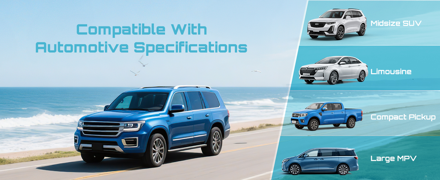 Compatible With Automotive Specifications: Midsize SUV; Limousine; Compact Pickup; Large MPV