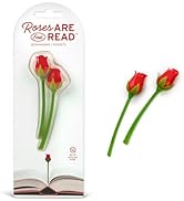 Genuine Fred Roses are Read Flower Bookmarks – Set of 2 Rose Page Markers, Soft and Flexible Sili...