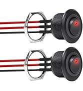 Acegoo 12V Aluminum Round Rocker Switch Red Lighted Toggle Switch 20A SPST 12V/24V On/Off Switch ...
