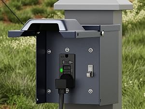 Outdoor Electrical Outlet Box with 20 Amp WRTR GFCI Receptacle and Switch ETL Listed