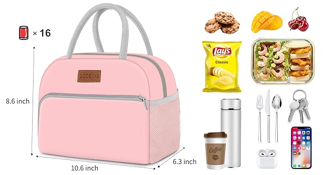 large small black lunch bags tote for women/men/adult for work