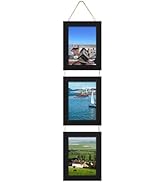 THKRLOF 5x7 Picture Frames Collage, Real Glass Wooden Vertical Hanging 3 Opening 5 by 7 Photo Fra...