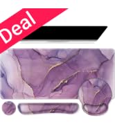 iCasso Purple Ergonomic Large Mouse Pad with Wrist Support, 4in1 XXL Desk Mat Set- Keyboard Wrist...