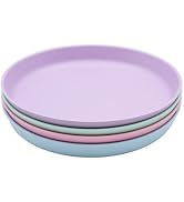 WeeSprout Bamboo Plates, Set of 4, Kid-Sized Dinnerware, Dishwasher Safe Melamine Dishware (Paste...