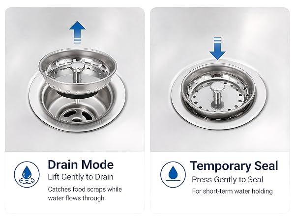 Kingrol 4 Pack Kitchen Sink Strainers with Rubber Stoppers Stainless Steel Drain Basket Replacement