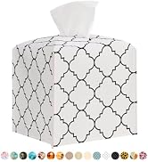 Leather Tissue Box Cover, Square Tissue Holder Home Decor for Bathroom, Car, Coffee Table, Vanity...