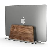 muso wood Vertical Laptop Stand, Single Slot Wooden Laptop Holder Vertical with Adjustable Dock S...
