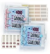 Simpldell 2 Pack $1000 Savings Challenge Binder | Mini Portable Money Saving Planner for Cash Stu...