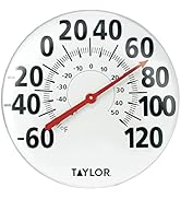 Taylor Extra Large Metal Wall Indoor Outdoor Thermometer, 18 inch