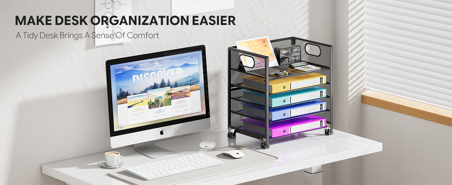 5-Tier Metal File Organizer with Handle