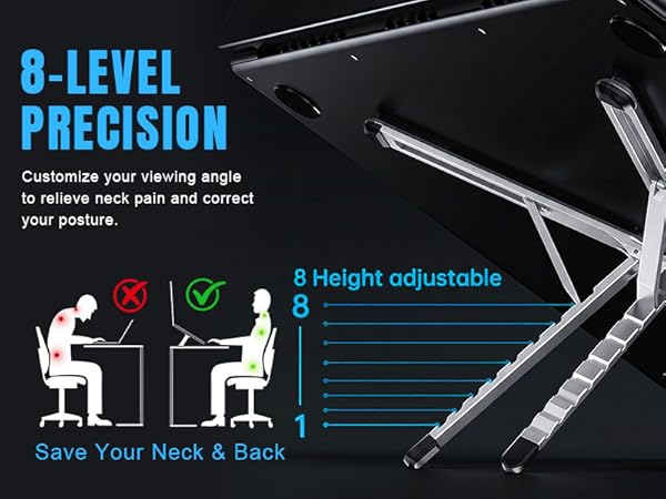ergonomic computer riser neck pain relief height adjustable laptop notebook holder healthy workspace