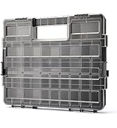 MIXPOWER 16.5-Inch Portable Storage Organizer with Double Secure Locks and 25 Removable Bin Compa...