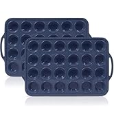 Vnray 2 Pack Mini Silicone Muffin Pan with Metal Frame, Non Stick Silicone Cupcake Pan with Handl...