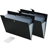 2PCS Expanding File Folder 7 Pocket Letter Size Accordion File Organizer with Labels Portable Doc...