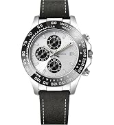 Casotime Men's Leather Chronograph Watch,Luminous Hands,Gift for Him | 30M Water Resistant Dress ...