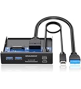 GRAUGEAR 3.5 Inch Front Panel USB C Hub, SD/microSD Internal Card Reader, 20Gbps USB 3.2 Gen 2x2,...