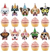 Hooqict 40Pcs Dog Cupcake Toppers Birthday Cake Decorations Puppy Cupcake Toppers for Kids Boys G...