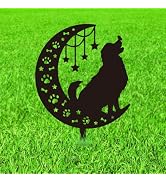 WADORN Moon Dog Metal Decorative Garden Stakes, Moon Dog Butterfly Silhouette Metal Outdoor Statu...