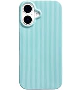 Reezaddin Teal Striped Phone Case for iPhone 17,Cute Aesthetic Retro Vertical Line Stripes Patter...